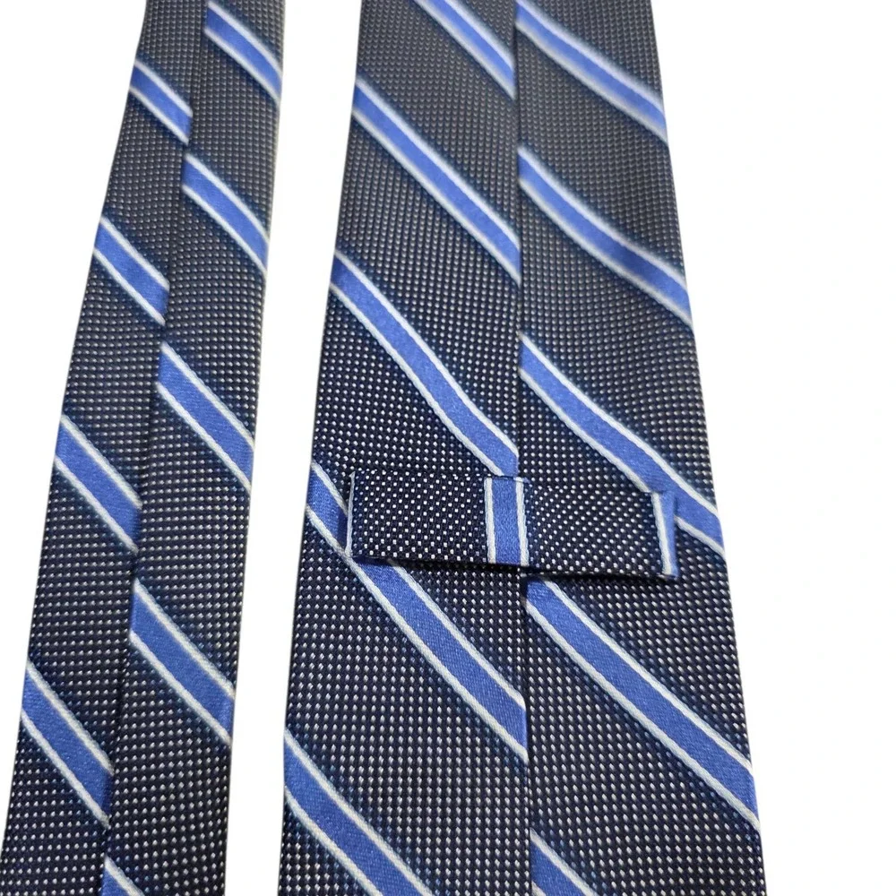 John‎ W. Nordstrom Silk Striped Necktie Blue White Polka Dot Italian Made